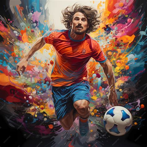 Premium Ai Image Illustration Of A Colorful Rainbow Football Player