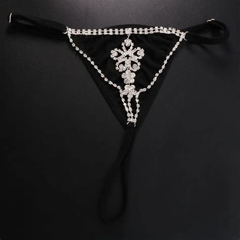 Wholesale Rhinestone Body Chain Sexy Panty Mature G String Jewelry Low Rise Micro Diamond