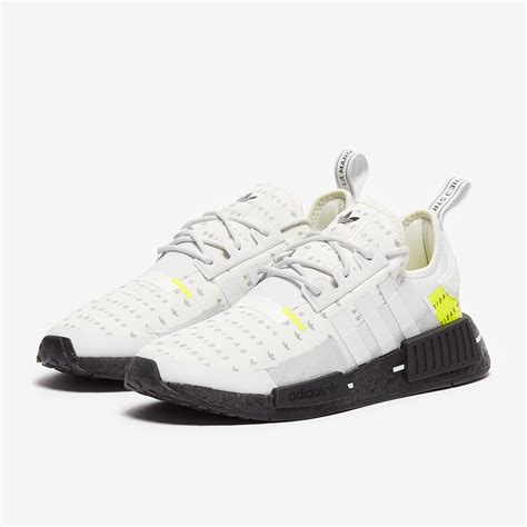 Adidas Originals Nmd R1 White Crystal White Team Solar Yellow Trainers Mens Shoes Pro