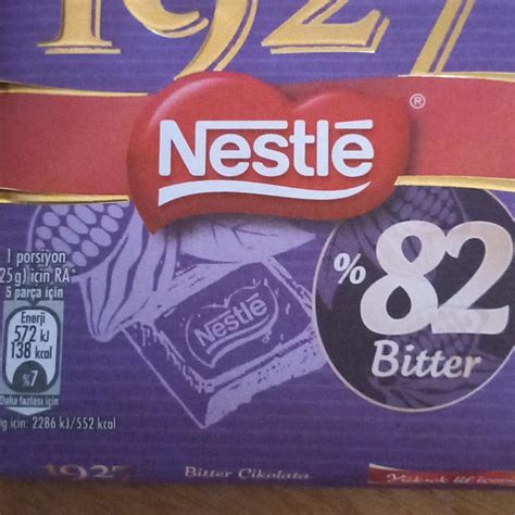 Шоколад 82% горький 1927 Nestle - калорийность, пищевая ценность ⋙ ...