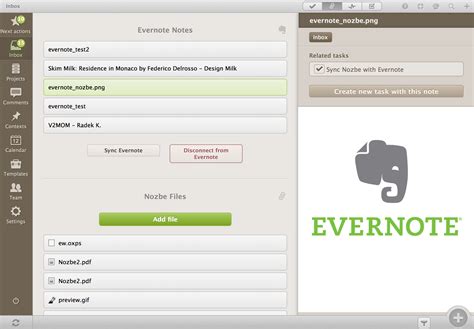 Nozbe Windows English Evernote App Center