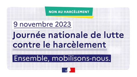 Novembre Journ E Nationale De Lutte Contre Le Harc Lement L Cole