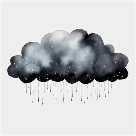 Premium Vector Watercolor Cloud With Dripping Rain