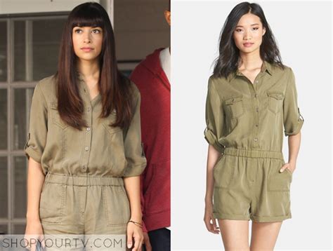 New Girl Season 4 Episode 2 Ceces Army Green Romper Shop Your Tv