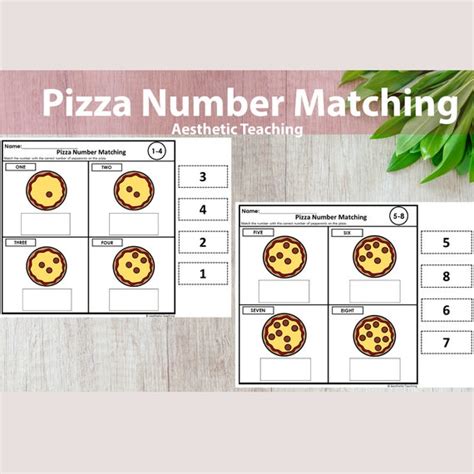 1 10 Pizza Number Matching Worksheet Number Learning Etsy