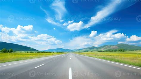 Illustration Image Of Landscape With Country Road Empty Asphalt Road