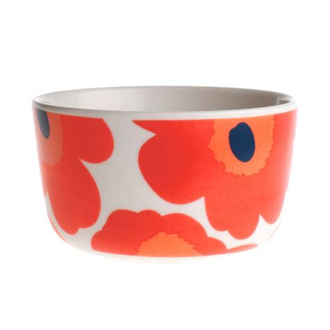 Marimekko Oiva Unikko Bowl 2 5 Dl White Red Blue Pre Used