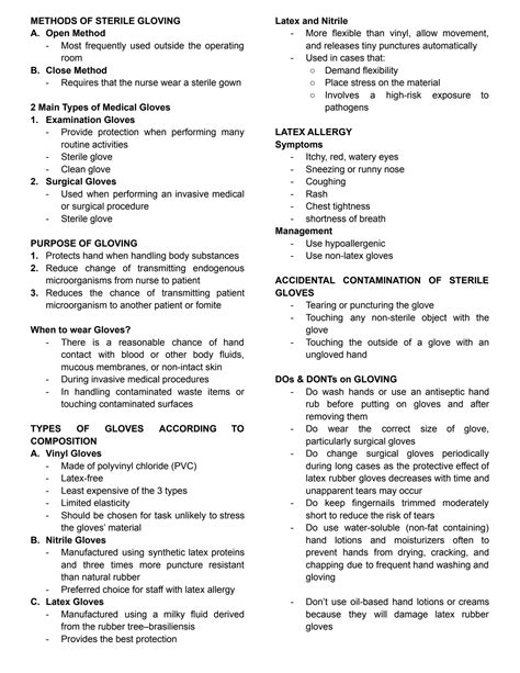 SOLUTION: Donning and Doffing of Sterile Gloves Notes - Studypool