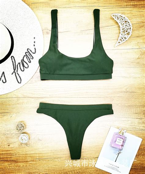 Generic New Sexy Bikini Swimsuit Pure Color Tube Top High Waist Triangle Sexy Backless