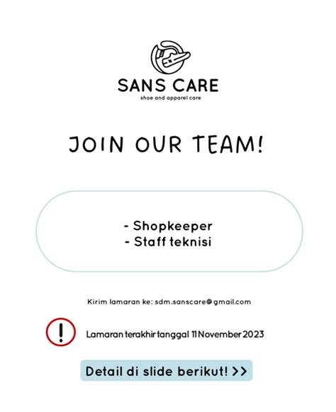 Lowongan Kerja Shopkeeper Full Part Time Staff Teknisi Di Sans Care