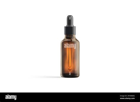 Blank Transparent Amber Glass Dropper Bottle Mockup Front View 3d