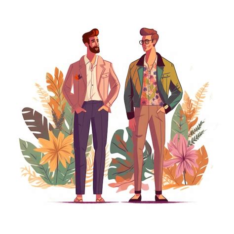 Premium Photo Flat Illustration Organic Graphic Design Pride Day Gay Couple In Love Concept