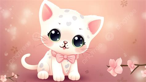 Pink Kitten Anime Image Background, Kawaii Kitty Picture Background ...