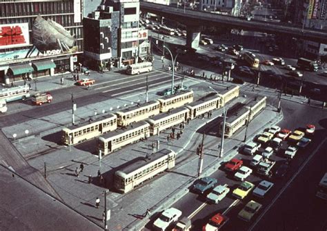 渋谷駅東口の都電ターミナル 昭和41年 古い写真 東京 風景 古写真