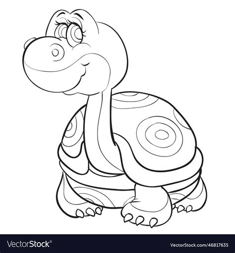 Sketch cute turtle with big eyes coloring book Vector Image