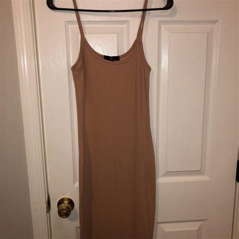 Nude Ribbed Maxi Dress Only Worn Once Fits Size Depop