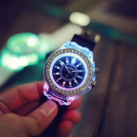 Led Flash Luminous 7 Color Light Wrist Watch Jewel Garden