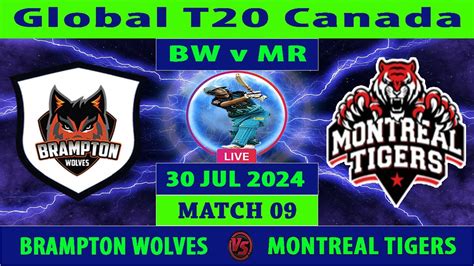 Brampton Wolves Vs Montreal Tigers BW Vs MT 9th Match Of Global T20