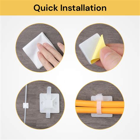 100pcs Self Adhesive Cable Tie Mount Base