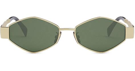 Celine Metal Triomphe 54mm Geometric Sunglasses In Green Lyst