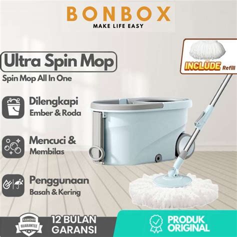 Jual Alat Pel Lantai Ultra Spin Super Mop Tongkat Ember Putar Bonbox