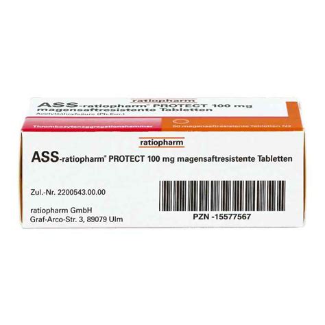 Ass Ratiopharm Protect Mg Magensaftresistent Tabletten Stk