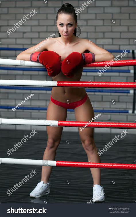 Sexy Brunette Posing Topless Boxing Ring Stock Photo 210729952 Shutterstock