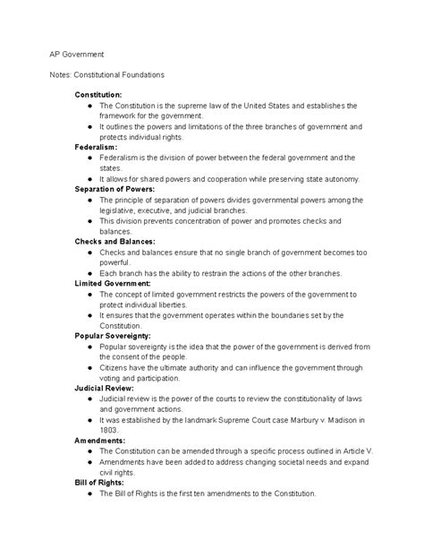 AP Government - Constitutional Foundations - AP Government Notes