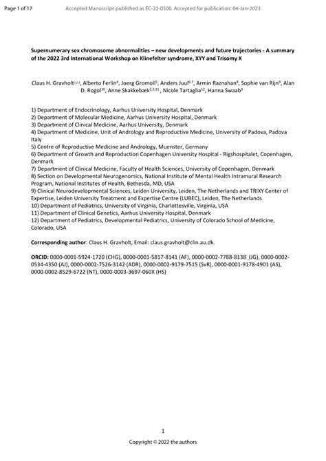 PDF New Developments And Future Trajectories In Supernumerary Sex Chromosome Abnormalities A