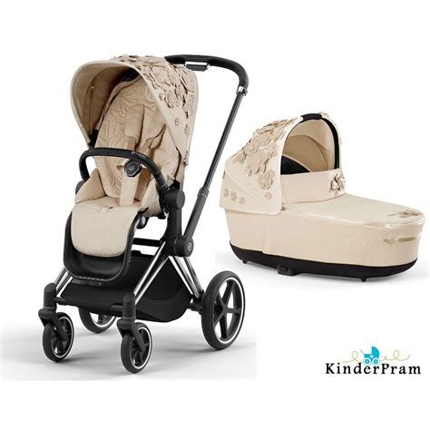Коляска 2 в 1 Cybex e Priam 4 Simply Flowers Nude Beige KinderPram