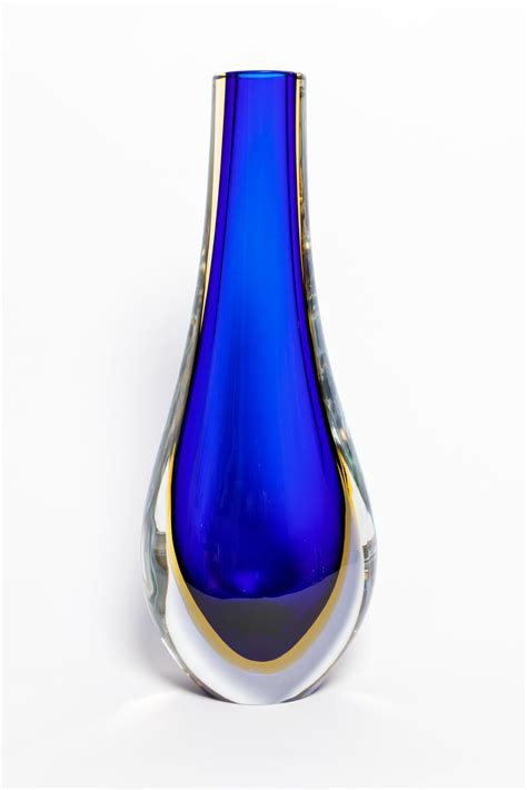 Deep Cobalt Blue Murano Glass Vase Signed For Sale At 1stDibs Murano