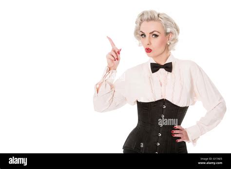 Portrait De Jeune Serveuse Blonde Avec Un Espace R Serv Au Texte Isol Sur Blanc En Format