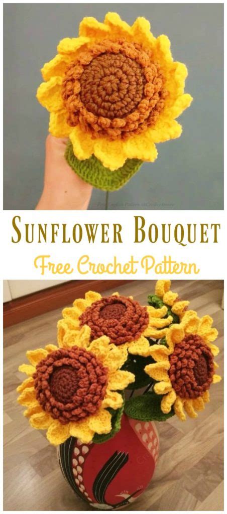 Sunflower Bouquet Free Crochet Pattern Step By Step Tutorial