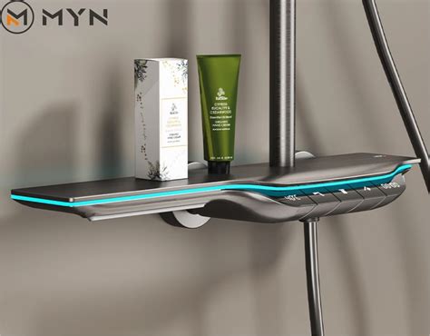 Myn Tiktok Trend Luxury Bathroom Hot Cold Wall Mount Hung Led Digital Display Waterfall Bathroom