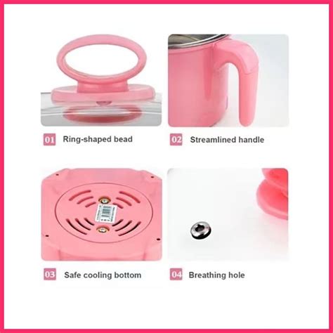 Byc Multi Function Noodle Cooking Pot Electric Hot Mini Low Power Boiling Pan Pink Shopee