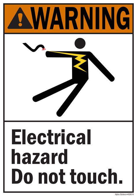 Electrical Hazard Signs Warning Do Not Touch Vinyl Sticker Size 7w X