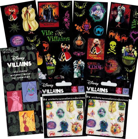 Disney Villains Stickers Party Favor Pack 268 Stickers Amazonca