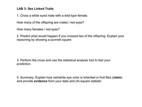 Solved Lab Sex Linked Traits Cross A White Eyed Male Chegg