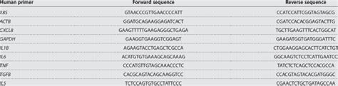 Primer sequences used for quantitative polymerase chain reaction ...