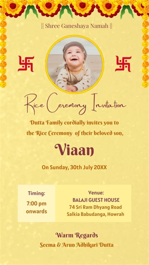 Rice Feeding Ceremony Invitation Card RC243242 Editable Canva