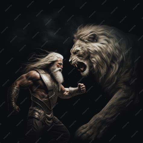Premium AI Image | Clash of Titans Roaring Lion versus Fearless