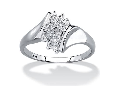 Diamond Accent Cluster Ring in Platinum over Sterling Silver - Walmart.com