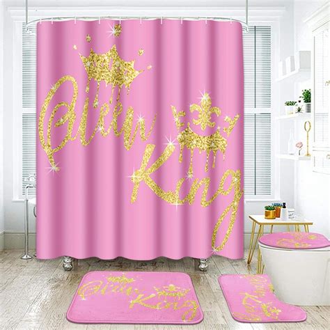 Arttown Pink Bathroom Sets With Shower Curtain And Rugs And Accessories Pink And