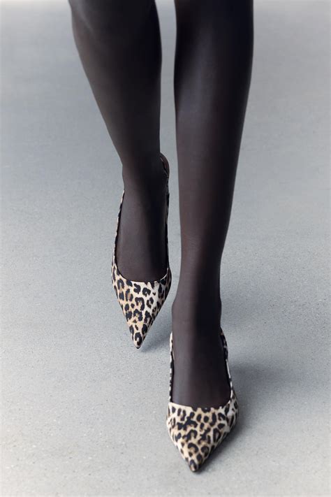 Zara Animal Print Kitten Heel Slingbacks International Shipping