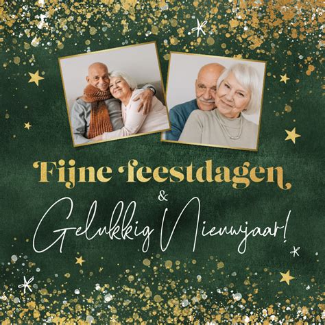 Kerstkaart Groen Goud Fijne Feestdagen Foto S Kaartje2go