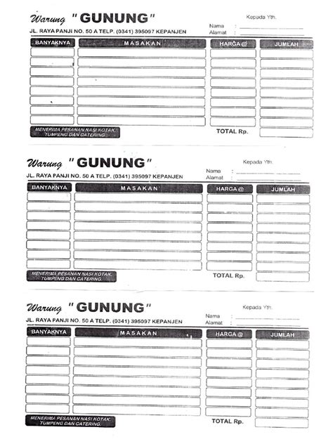contoh nota warung