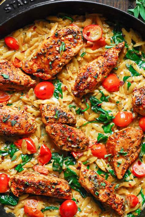 30 Minute One Pan Creamy Chicken Orzo Julias Album