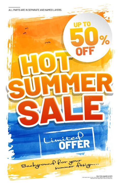 Template For Hot Summer Sale With Sample Text Stock Vector Illustration Of Retail Discount