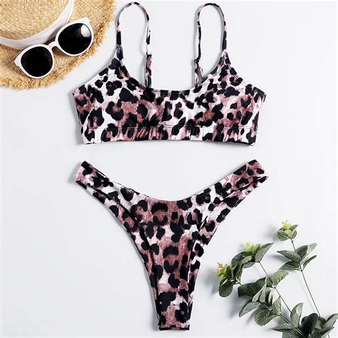 Sexy Leopard Bikinis Set Micro Bikini Set Push Up Thong Biquini