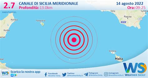 Scossa Di Terremoto Magnitudo Nel Canale Di Sicilia Meridionale